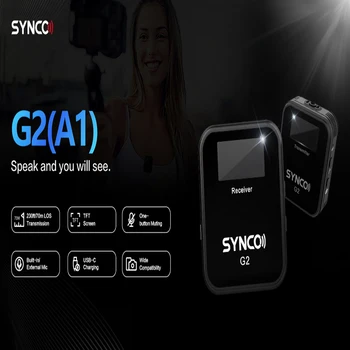 SYNCO A2 G2 Videó Felvétel a Kamera Audio Home Studio Csiptetős Mikrofon iPhone Android Vezeték nélküli Mikrofon Professzionális Hordozható