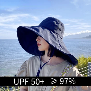 Széles Karimájú UPF 50+ Kalap Nők Anti-UV Védelem Túrázás Halász Kap-Szeres Nyári Szilárd Strand Sapka 2023 kétoldalas kalap
