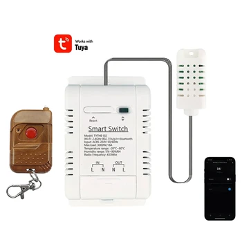 Tuya Okos Wifi Kapcsoló+RF Távvezérlő 3000W 16A Vezeték nélküli Hőmérséklet, Illetve a Páratartalom Monitoring Energia Fogyasztás Monitor