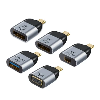 USB-C-típusú adapter USB/HD kompatibilis/DP/VGA/Mini DP női 4K/8k 60Hz videó átviteli alkalmas laptop