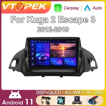Vtopek 2 Din Android autórádió Ford C-MAX Kuga 2. 3 2012 - 2019 Multimédia Lejátszó GPS Navigációs 4G Carplay Fej Egység