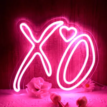 XO Led Neon Sign Fények Rózsaszín Szoba Dekoráció Neon Led Tábla Club Party Dekoráció Falra Neon világít Jel Usb Neon Led