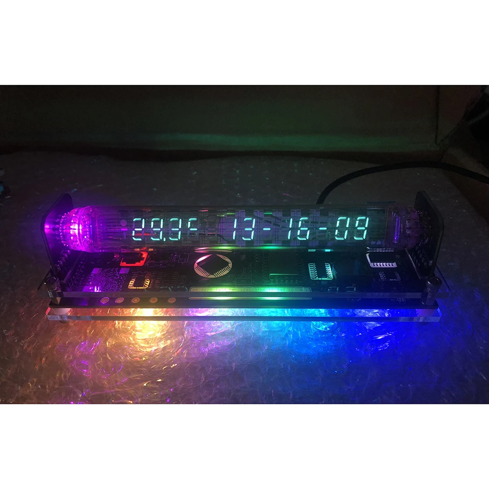 IV-27 Fluoreszcens Cső Óra LED Háttérvilágítás Cyberpunk Retro Óra VFD WIFI Auto-kalibráció Idő C Típusú 5V