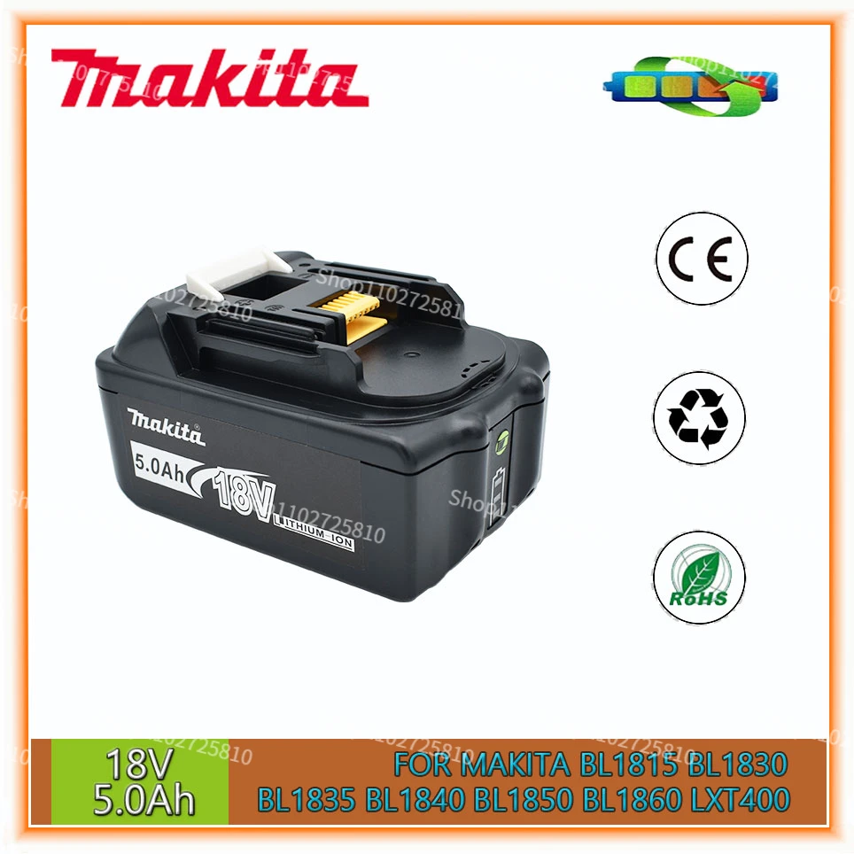 Makita 18V 5.0 Ah li-ion akkumulátor Makita BL1830 BL1815 BL1860 BL1840 Csere Szerszám Akkumulátor