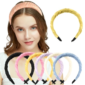 Új Egyszínű Haj Zenekar Fejpánt A Nők Egyszerű Fold Szivacs Hairband Széles Haj Karika Retro Smink Fejfedőt Haj Tartozékok