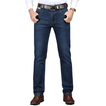 Új Őszi jeans férfi férfi nadrág jean férfi közép-emelkedés egyenesen farmer nadrág a divat Slim Plus Size Puha, lélegző nadrág